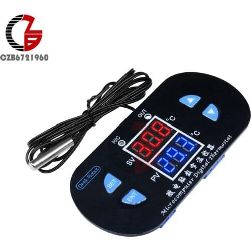 220V 110V 12V 10A Incubator Digital Thermostat Temperature Controller Dual LED Display Aquarium Thermometer NTC 10K B3950 Sensor