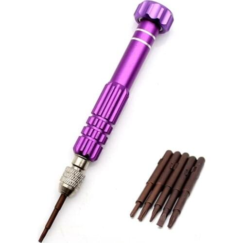 5in1 Alloy Screwdriver set T5 T6 Torx 0.8 Phillips 1.5mm Slotted 2.0mm Screwdrivers Phone Repair Tool w/ 5 Screw Driver Bits