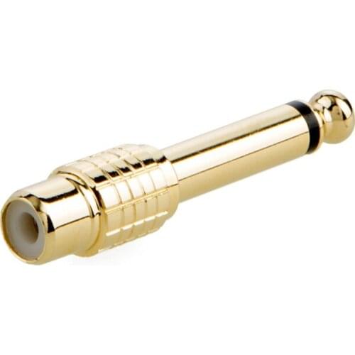 6.35mm to RCA Adapter, Pure Copper 1/4 Inch TS Mono Plug Male to RCA Female Audio Adapter, Gold Plated