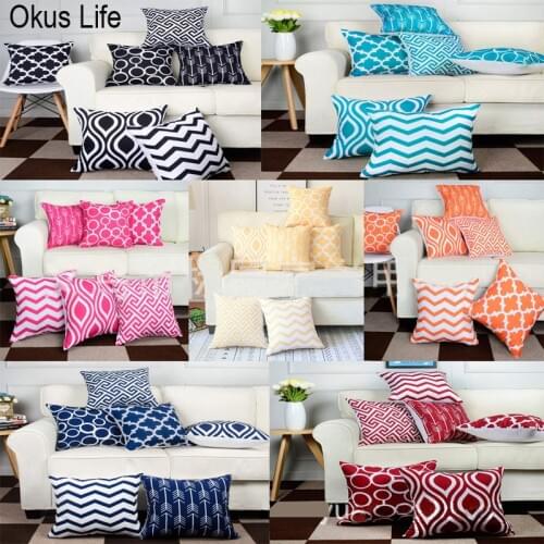 6PCS/Set 45x45CM Colorful Geometry Pattern Cover Geometric Printed Pillowcase Linen Cotton Pillow Covers of Cushion