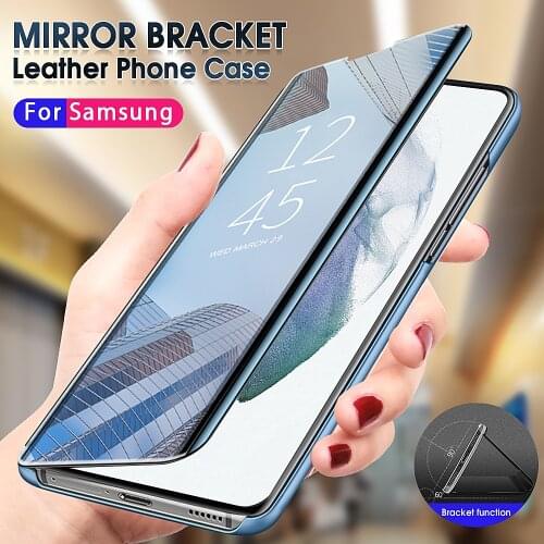 Leather Full View Mirror Case for Galaxy A52 A72 A42 A32 Smart Flip Phone Back Cover For Samsung Galaxy S 21 S21 Plus Ultra Case