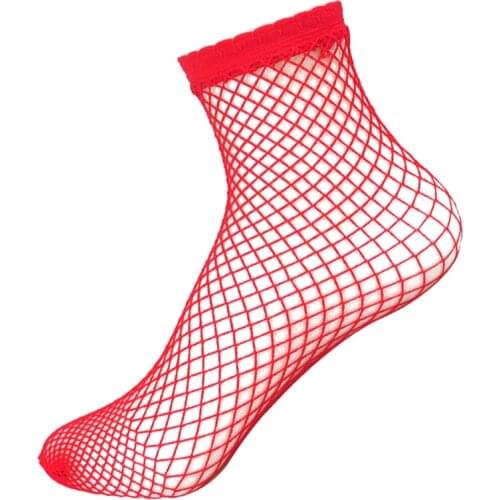 Black Red Fishnet Socks 2020 Fashion Sexy Hollow Out Summer Socks Transparent Elasticity Mesh Sock Streetwear
