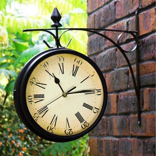 European-style Double-sided Wall Clock Creative Classic Clocks Monochrome