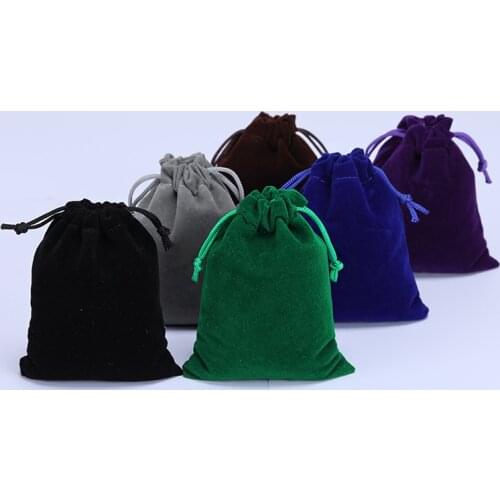 10Pcs Virgin Hair Jewelry Makeup Packaging Bag Black White Red Pink Grey Brown Blue Flannel Pouch Flannel Drawstring Gift Bags