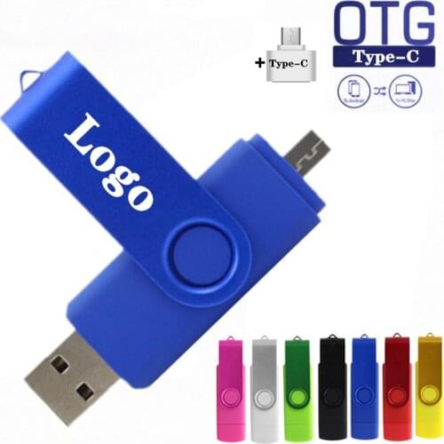 Metal Pendrive 64GB OTG 3IN 1 Type-C Usb Flash Drive High Quality Pen Drive 16G 32GB 4G USB 2.0 Flash Memory Card Free Logo Gift