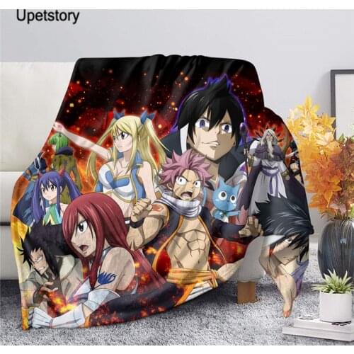 Upetstory Anime FAIRY TAIL 3D Printed Fleece Blanket for Beds Thick Quilt Fashion Bedspread Sherpa Throw Blanket Adults Kids