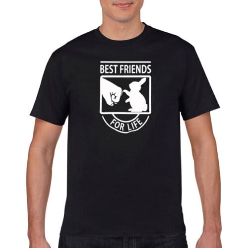 Fashion mens short sleeve round neck T-shirt cotton rabbit lovers' best friend T-shirt in life