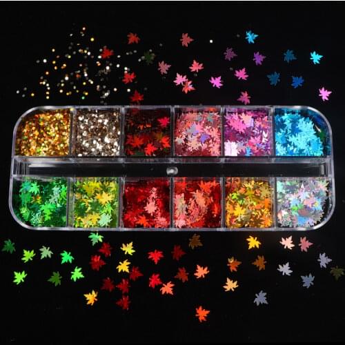 Maple Leaves Holographic Glitter Sequins UV Resin Jewelry Fillings Glitters Loose Sequins DIY Resin Crafts Nail Glitter Flakes