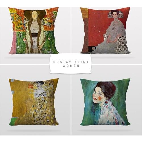 Gustav Klimt,The Women,Throw Cushion Pillow Cover,4 Pieces Set,Art Decor, sofa Cushion Cover,Printable Art,Reversible 2 Sided
