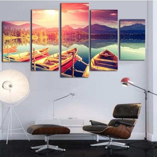 Art Framework Canvas Painting 5 Piece Colorful Scenic Large HD Beautiful Sky View For Living Room Wall Decoration Home