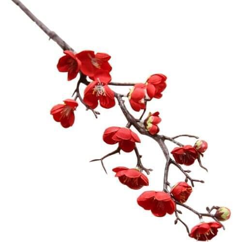 Artificial Plum Flower Simulation Cherry Blossom For Home Decoration Wedding Fake Flower Red