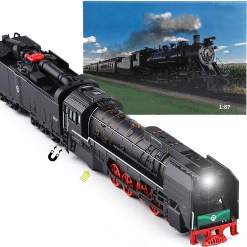 Exquisite 1:87 steam train alloy model,magnetic sound and light pull back toys,childrens educational gifts,free shipping
