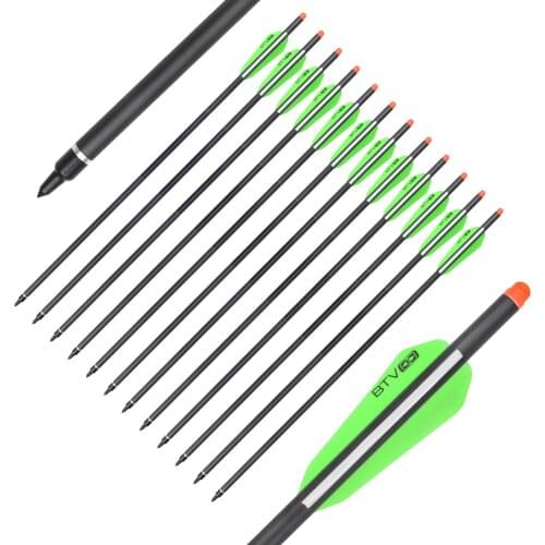 22" Carbon Crossbow Bolts 3" BTV Vane Arrows 7.62*8.8mm Screw Field Point Archery Bow Hunting Free Shipping Sport Outdoor