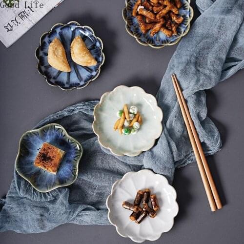 Japanese-style Ins Petal Ceramic Side Dish Irregular Seasoning Vinegar Dish Household Mustard Seasoning Small Sauce Dish
