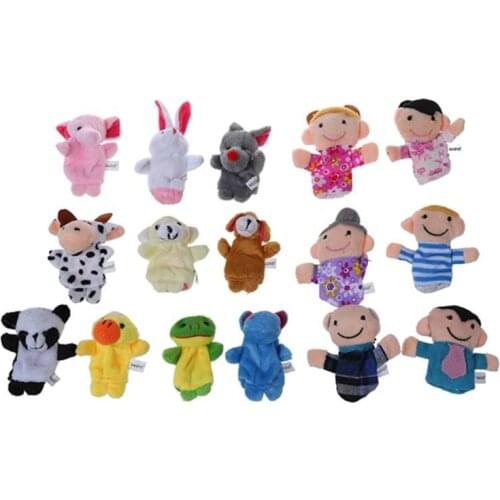 16pc History Finger Puppets 10 Animals 6 People Family Members Educational Toys