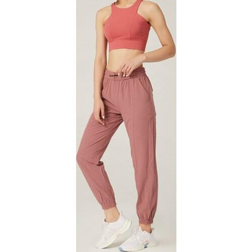 Fabric Drawstring Running Sport Joggers Women Quick Dry Athletic Gym Fitness Sweatpants with Two Side Pockets Exercise Pants