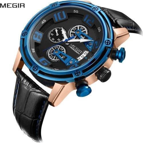 MEGIR Fashion Creative Chronograph Sport Watch Men Watch Complete Calendar Waterproof Mens Watch Reloj Hombre Montre Homme