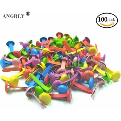 100Pcs 16x8mm Mixed Color Metal Round Brads Scrapbook Brad Paper Craft Decoration Embellishment Fastener DIY Metal Brads Crafts
