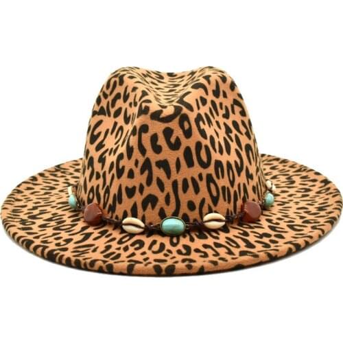 Mens Leopard Winter Warm Hat Jazz Hat Womens Black Fedora Small Tassel Outdoor Jazz Hat Imitation Wool Hat F43