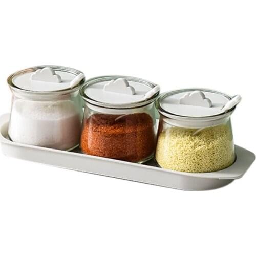 Kitchen Spice Jar Set with Lid Household Storage Box Salt Pepper Shaker Seasoning Jar Container