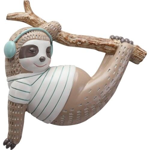 Nordic Creative 3D Stereo Resin Wall Sloth Decoration Restaurant Home Livingroom Wall Sticker Mural Animal Accessories Crafts