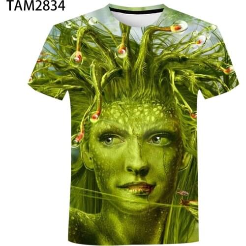 2021 summer new Medusa 3D printed T-shirt classic short sleeve cartoon street style couple childrens and boys' big size clothes