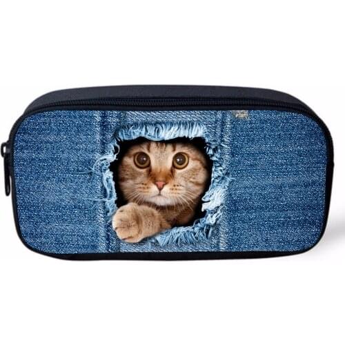 New Cute Animals Women Cosmetic Bag Various Pets Cat Expression Print Children School Pencil Box Bag Lovely Travel Cosmetic Bag