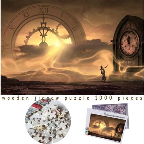 MOMEMO Time Wheel Wooden Adults Wooden 1000 Pieces Puzzles 1000 Pieces Jigsaw Puzzles Fantasy Landscape 1000 Pieces Puzzles Toys