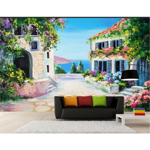 Custom photo 3d wallpaper Beautiful Europe Italian town landscape oil painting background home decor wallpaper for walls 3 d