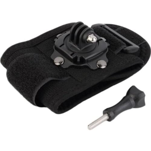 360 Degree Rotating Arm Mount Strap Wristband Mounting Belt Holder + Long Screw Compatible with Hero 9 8 7 6 5 Black