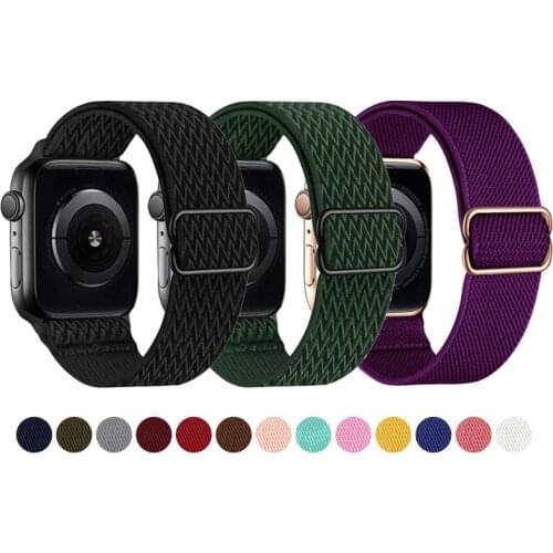 Nylon Braided Solo Loop Strap for Apple Watch 44mm 40mm 38mm 42mm Bracelet for iWatch Series 7 SE 6 5 4 3 2 Correa Watch Band