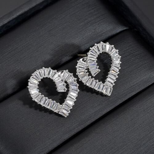 11.11 heart stud brincos for girls wedding party fashion cubic zirconia earings jewellery accessories best Christmas bijoux gift
