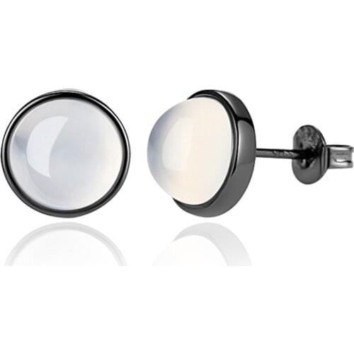 S925 Silver Earring Smooth Moon Night Stud Earring For Women Wedding Gift Lady Girl Fashion Zircon Jewelry