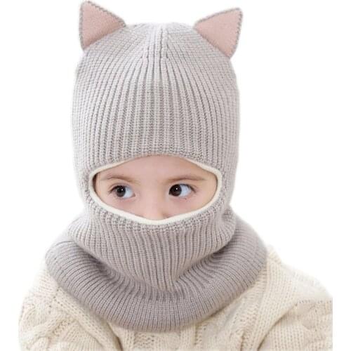 Autumn Winter Baby Hat for Boy Plus Velvet Thickern Windproof Cap Kids One-piece Neck Protector Face Hat for Girls Children Hats