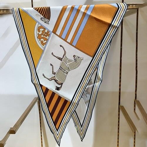 Diamond Scarf 100% Twill Silk Scarf Horse Printing Ribbon Headband Hair Band 48*114CM