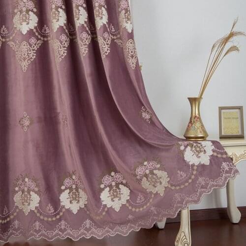 European Style Water Soluble Embroidered Curtain Shading Curtain Fabric Simple Jacquard Printed Curtains for Living Room Bedroom