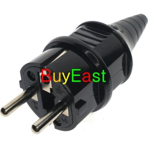 Schuko Type F European 4.8mm Pin Rewireable AC Power Plug Max. 250V 16A BK
