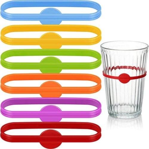 Silicone Wine Labels Sets Colorful Long Strips Identifier For Wine Glass Tag Food Grade Glasses Drinking Tag For Bar Accessories
