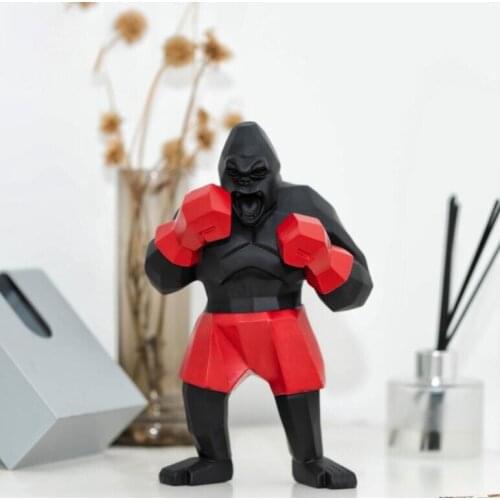 Modern Boxing King Kong Resin Gorilla Accessories Home Bedroom Desktop Sculpture Decor Office Club Furnishing Crafts Boys GIfts