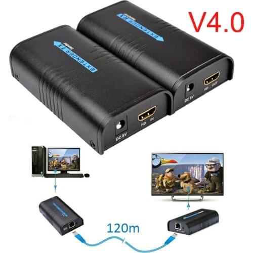 V4.0 120M 100M HDMI-compatible Extender Over Ethernet Tcp/ip Rj45 Cat5e Cat6 Cable Transmitter Receiver Adapter PS4 DVD PC To TV