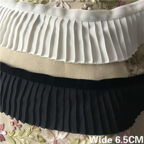 6.5CM Wide High Quality Linen Cotton 3D Pleated Lace Neckline Collar Ruffle Trim For Garment Dress Curtains Splice Tassel Sewing