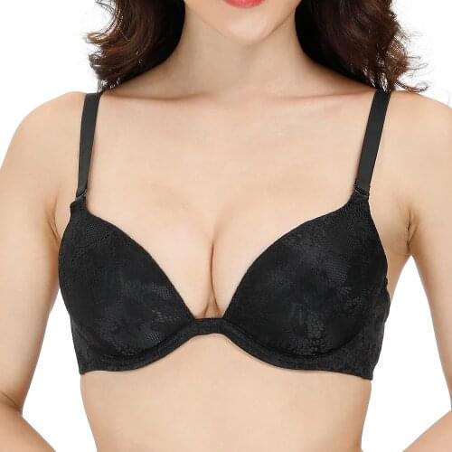 YBCG Women Bra Plus Size Push Up Deep Plunge Lace Lingerie V Neck Sexy Bras for Women Underwire Supportive Bralette