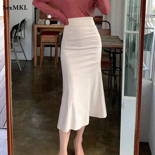 Elegant Office Long Skirts Women 2021 Fashion High Waist Bodycon White Black Skirt French Y2k Slim Corset Bridal Maxi Skirt XL