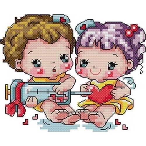 Gold Collection Lovely Counted Cross Stitch Kit Love Doctor Boy and Girl Korean Cuties SO