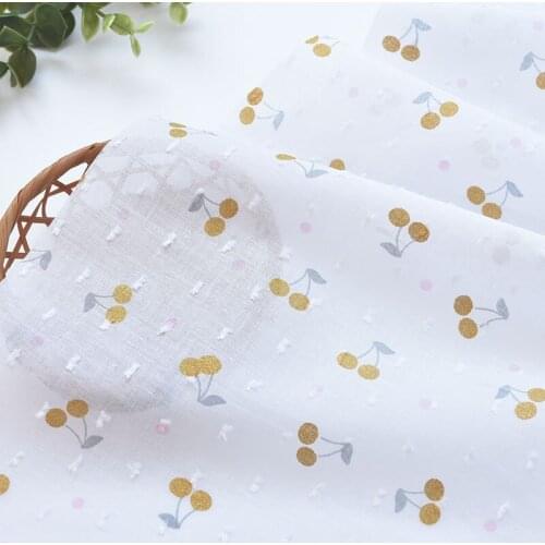 1meter 100% cotton Gilded cherry white printing fabric for Childrens skirt dress DIY Summer clothes bag handwork fabric art XMT