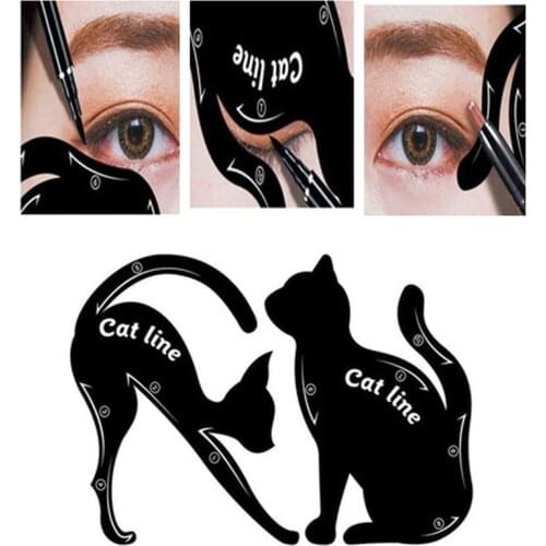 2Pcs/Lot Women Cat Line Pro Eye Makeup Tool Beauty Eyebrow Mold Stencils for Women Eyeliner Stencils Template Shaper Model