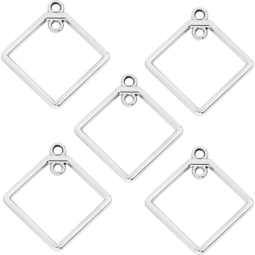 20pcs/lot Gold Rhodium Coated CCB Geometric Square Charm Pendant Connector for DIY Necklace Jewelry Making Findings