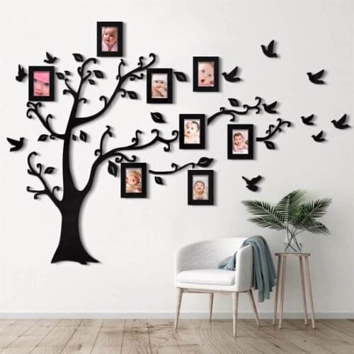 HLO 2021 Personalized Decorative Tree Wall Picture Wooden 8 Photo Home Decoration Birds Stylish Safe Shopping Modern Desgns