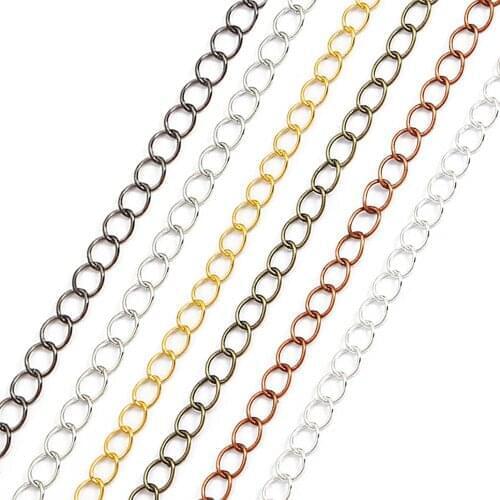 5m/lot 4.8/3.6/2.8/2.5 mm Long Open Link Ring Extended Extension Necklace Chains Tail Extender Chain For Jewelry Making Supplies
