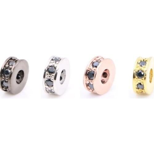 8*3mm Double row crescent crystal micro pave cz zircon cubic zirconia beads copper silver gold plated bracelet accessories rg63